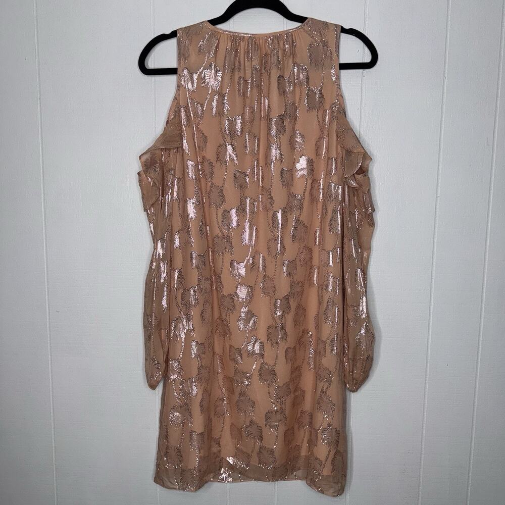 Lilly Pulitzer Women’s Marlyse Silk Dress Sandstone Metallic Palm Tree Size M - Picture 2 of 6